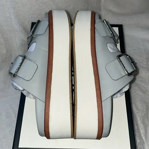 NWT J/SLIDES BOWIE Grey Leather Sandal - Picture 13 of 15